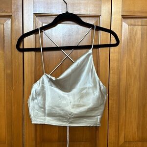 never worn, new with tags, princess polly cross back double lined satin top.